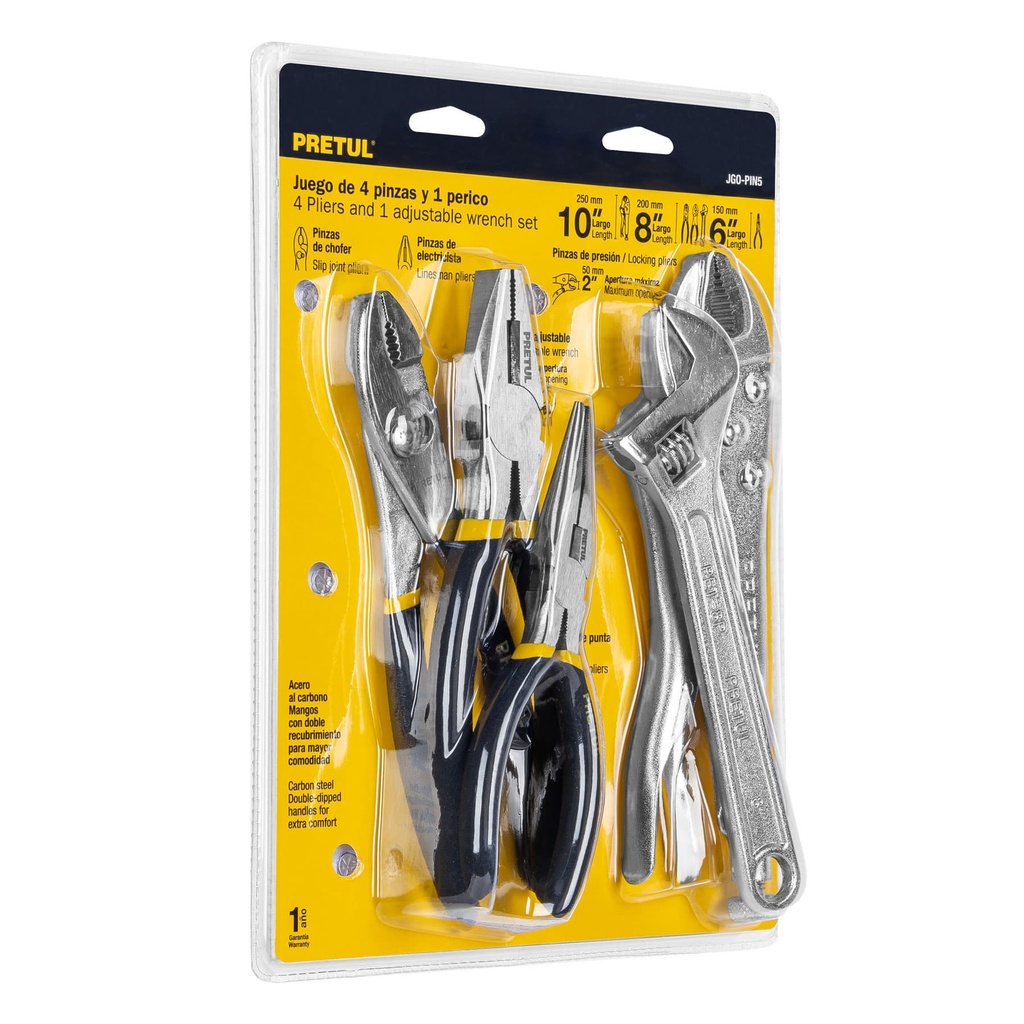 Paquete de 4 pinzas y 1 llave ajustable