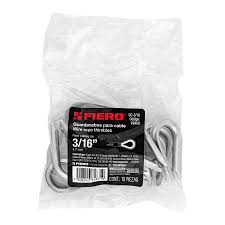 Paquete de 10 guardacabos para cable de acero de 3/16"