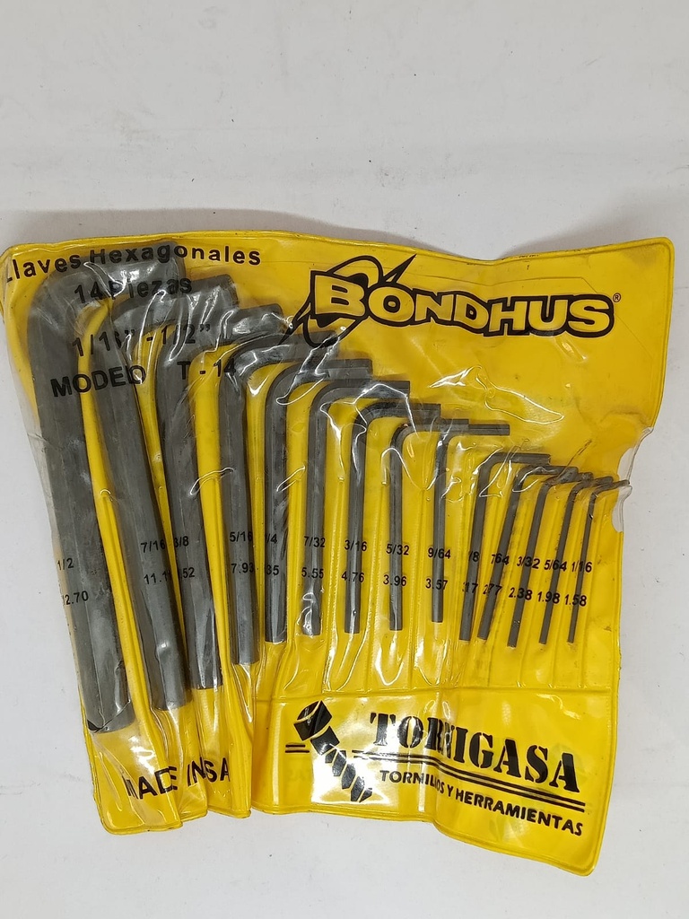 Paquete de llaves hexagonales 1.6- 6 1/2" t-14