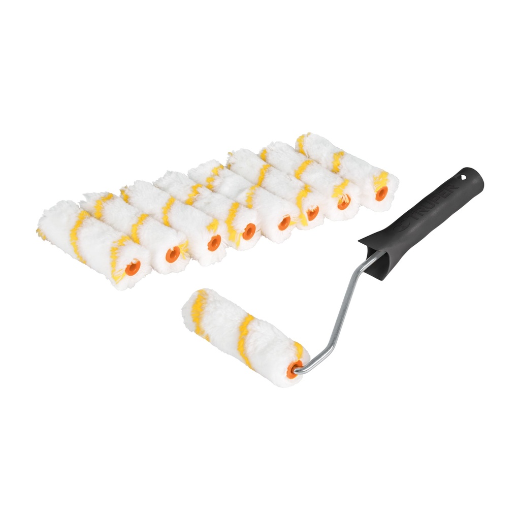 Paquete de maneral y 9 mini rodillos de 4" de poliester