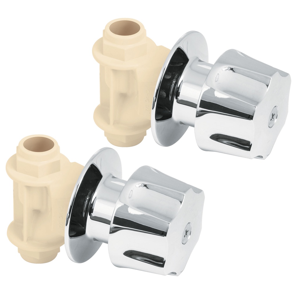 Par de llaves de cpvc para regadera con manerales metalicos