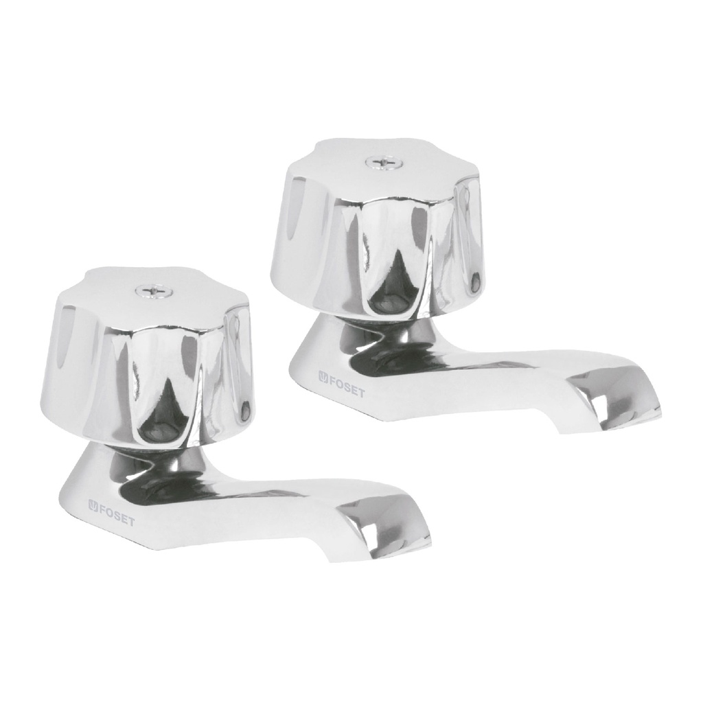 Par de llaves individuales para lavabo con manerales metalicos