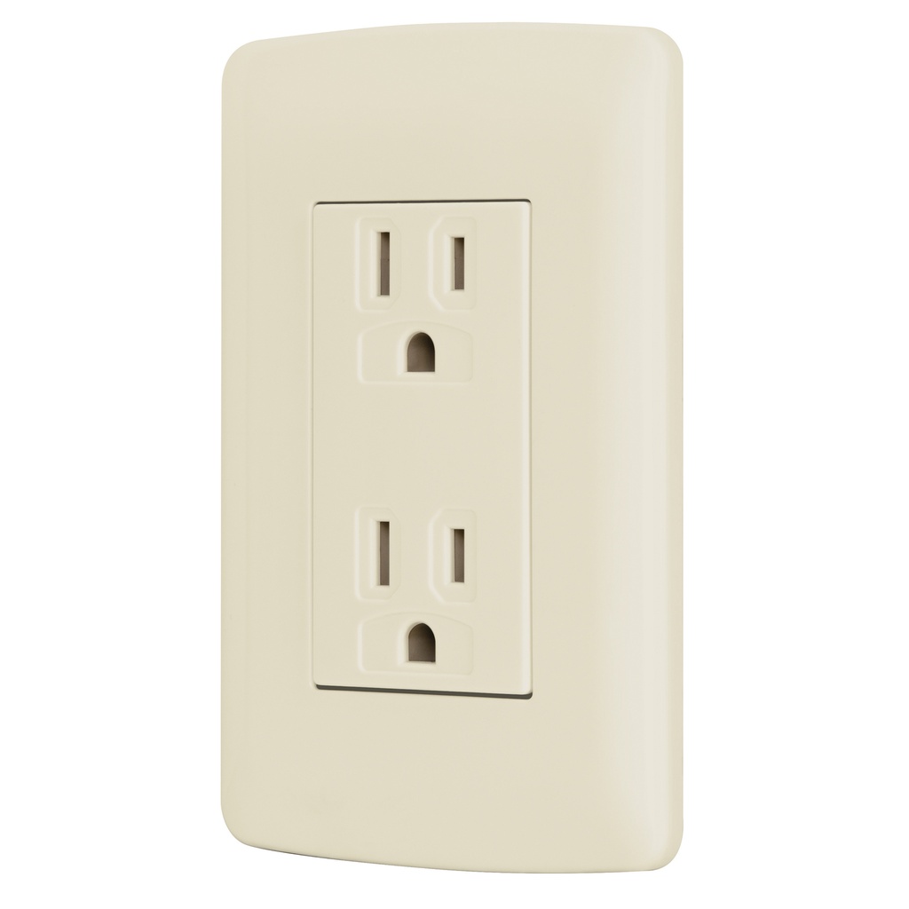 Placa con contacto dúplex marfil aterrizado italiana