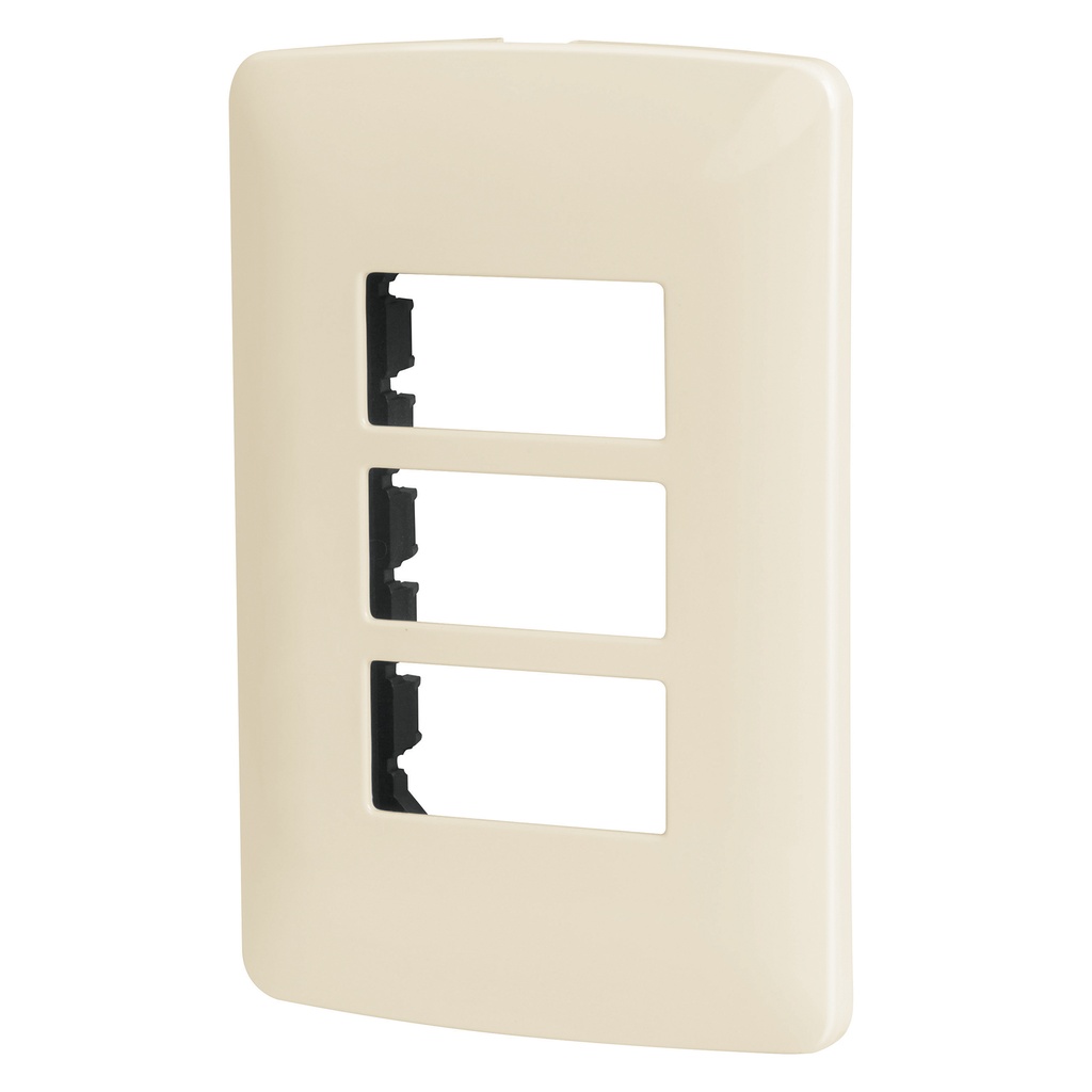 Placa de 3 modulos color marfil italiana