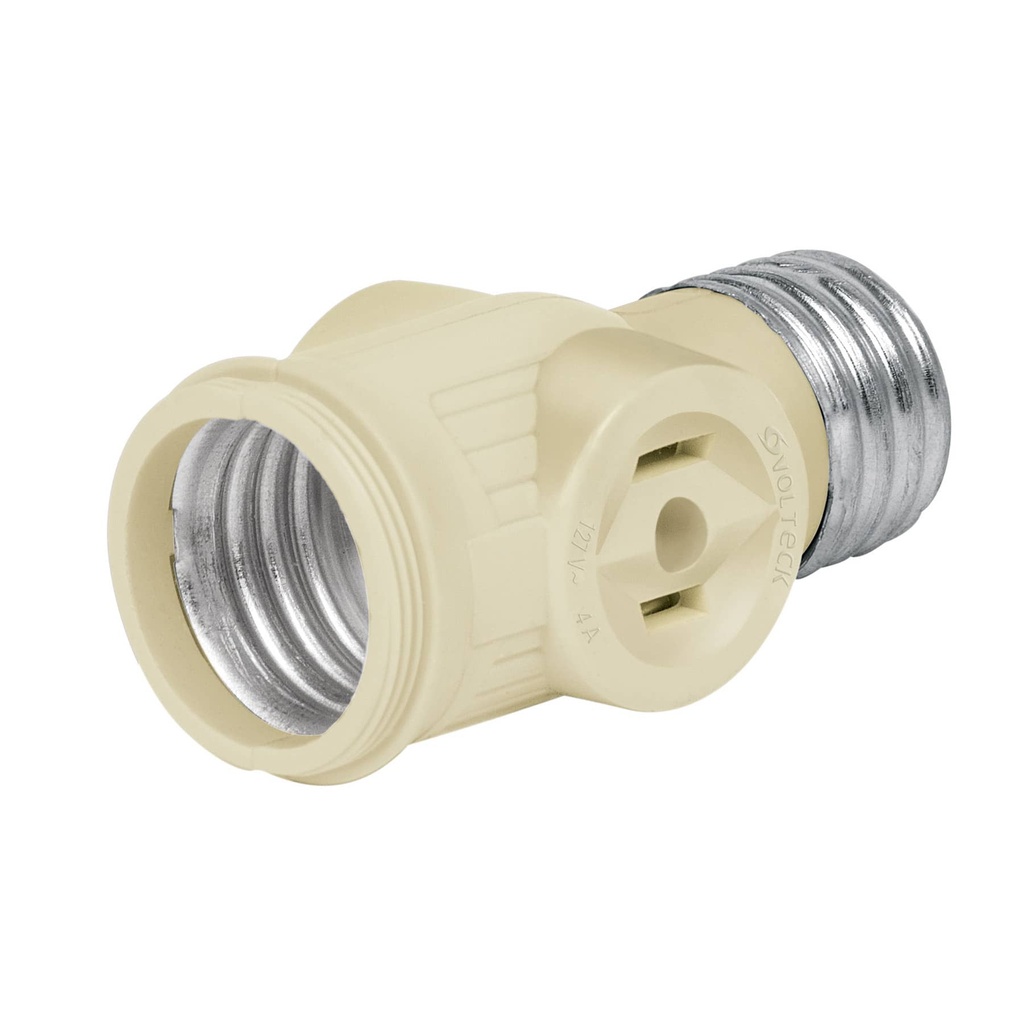 Portalampara sencillo de baquelita blanco con 2 contactos