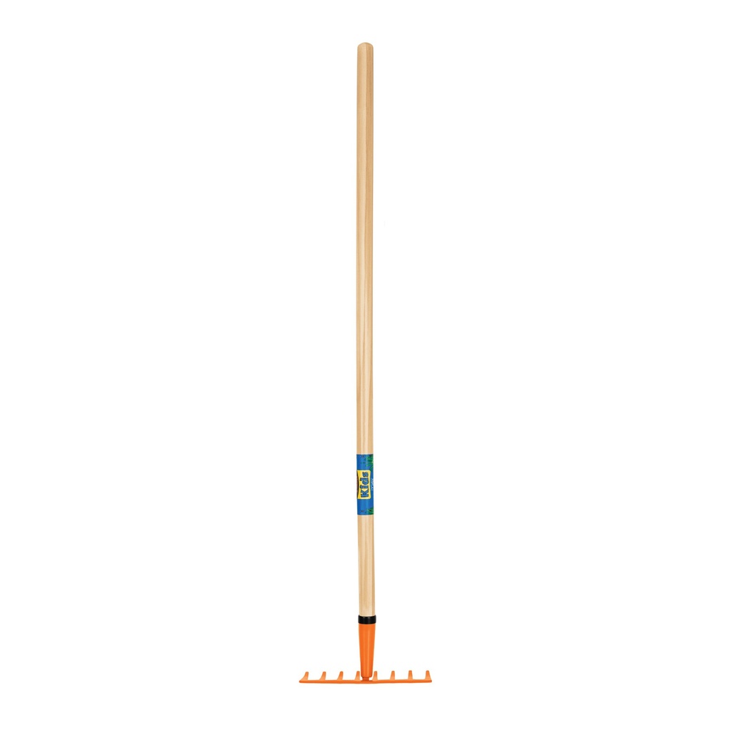 Rastrillo jardinero para niños de 8 dientes con mango de madera 40"