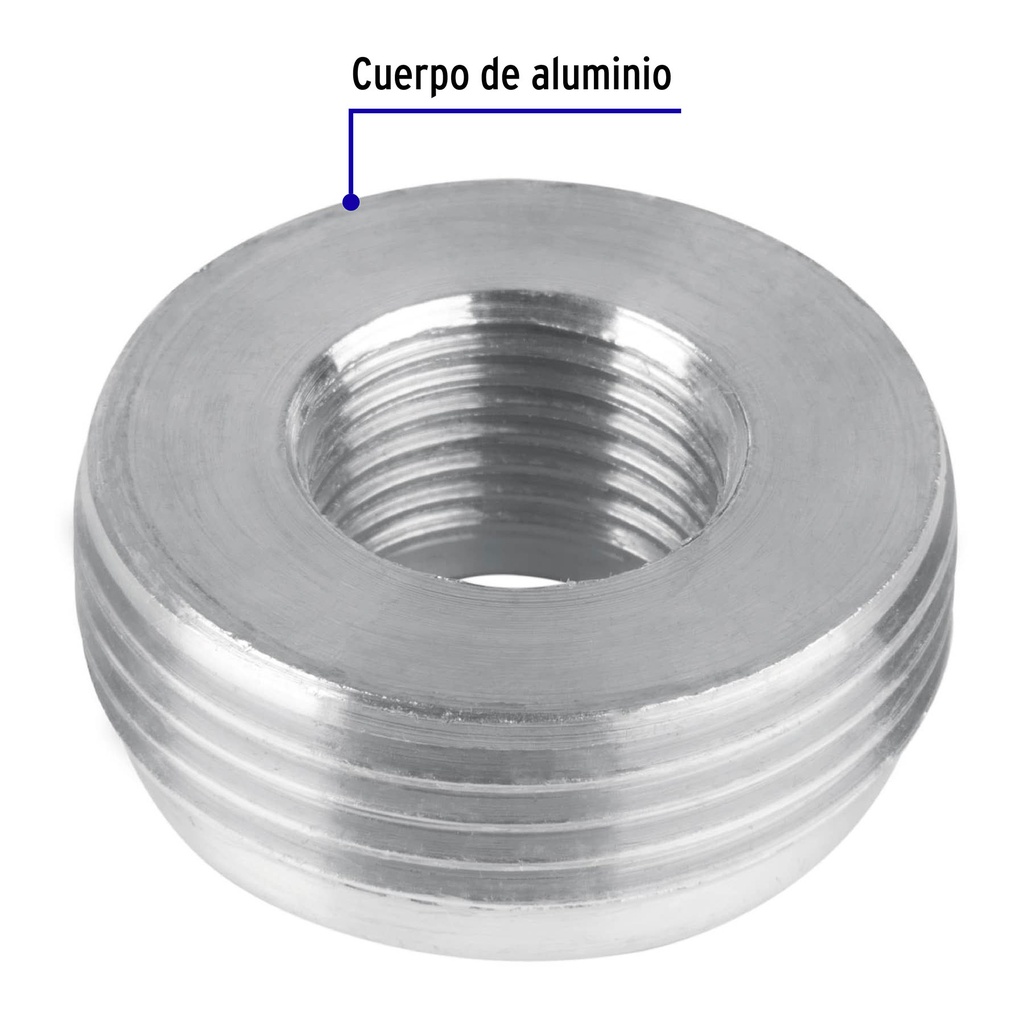 Reduccion de aluminio tipo bushing de 1 1/4" a 1/2"