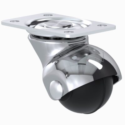 Rodaja tipo esfera placa giratoria plastica cromada de 1 1/4" (HE315CR)