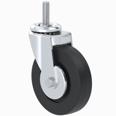 Rodaja tipo rueda espiga roscable hule galvanizado de 4" (HU1016GA)