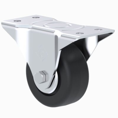 Rodaja tipo rueda industrial con placa fija hule galvanizado de 2 1/2" (HI64PFB)