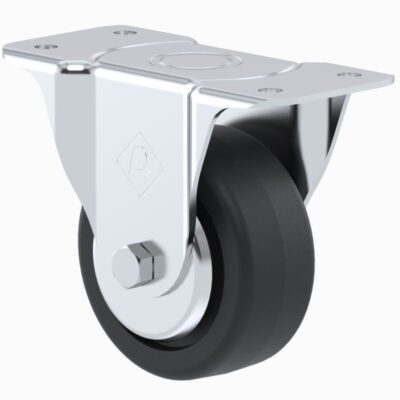 Rodaja tipo rueda industrial con placa fija hule galvanizado de 4" (HI101PFGA)