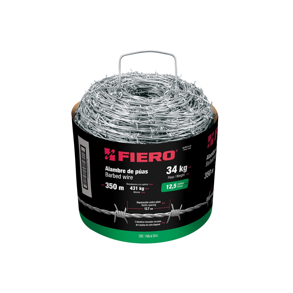 Rollo de 350 mts de alambre de puas C-12 
