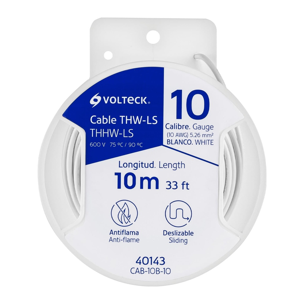 Rollo de cable thw color blanco  C-10 contiene 10 mts