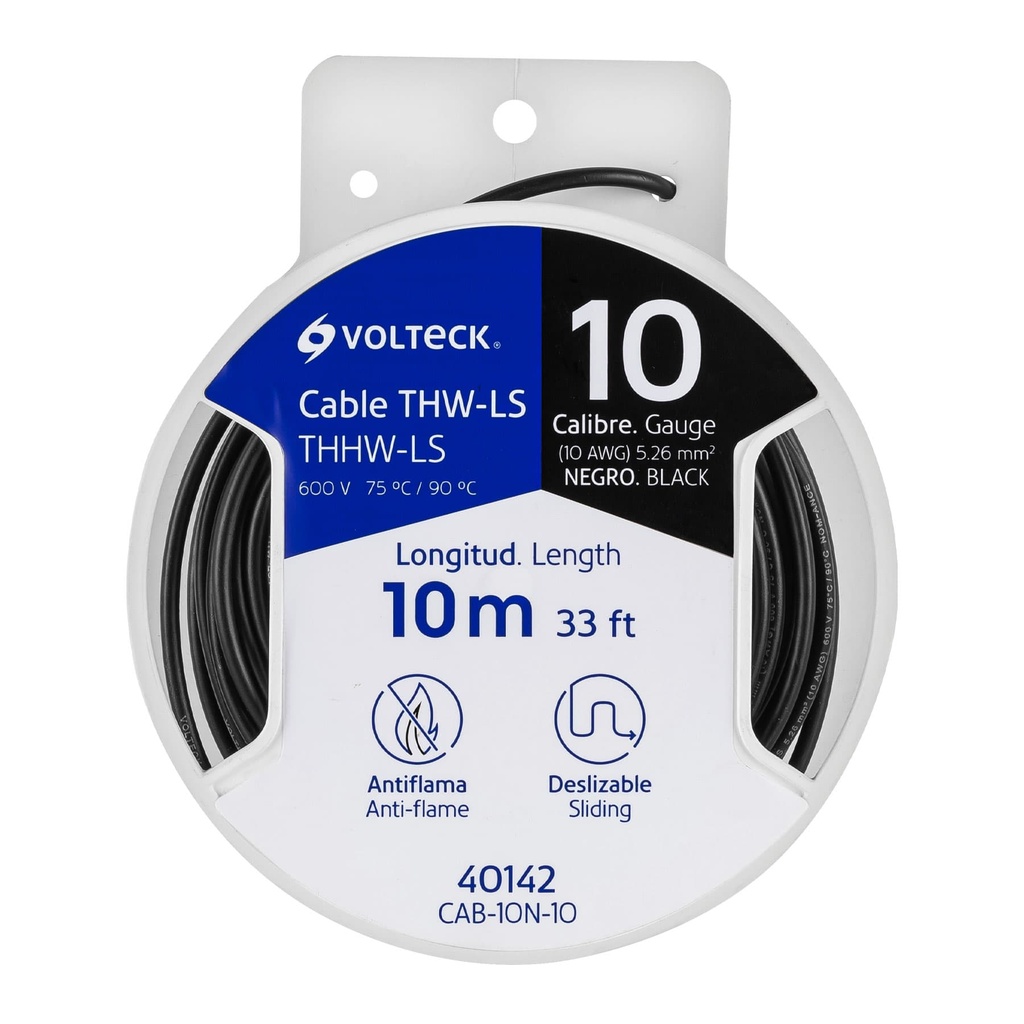 Rollo de cable thw color negro  C-10 contiene 10 mts