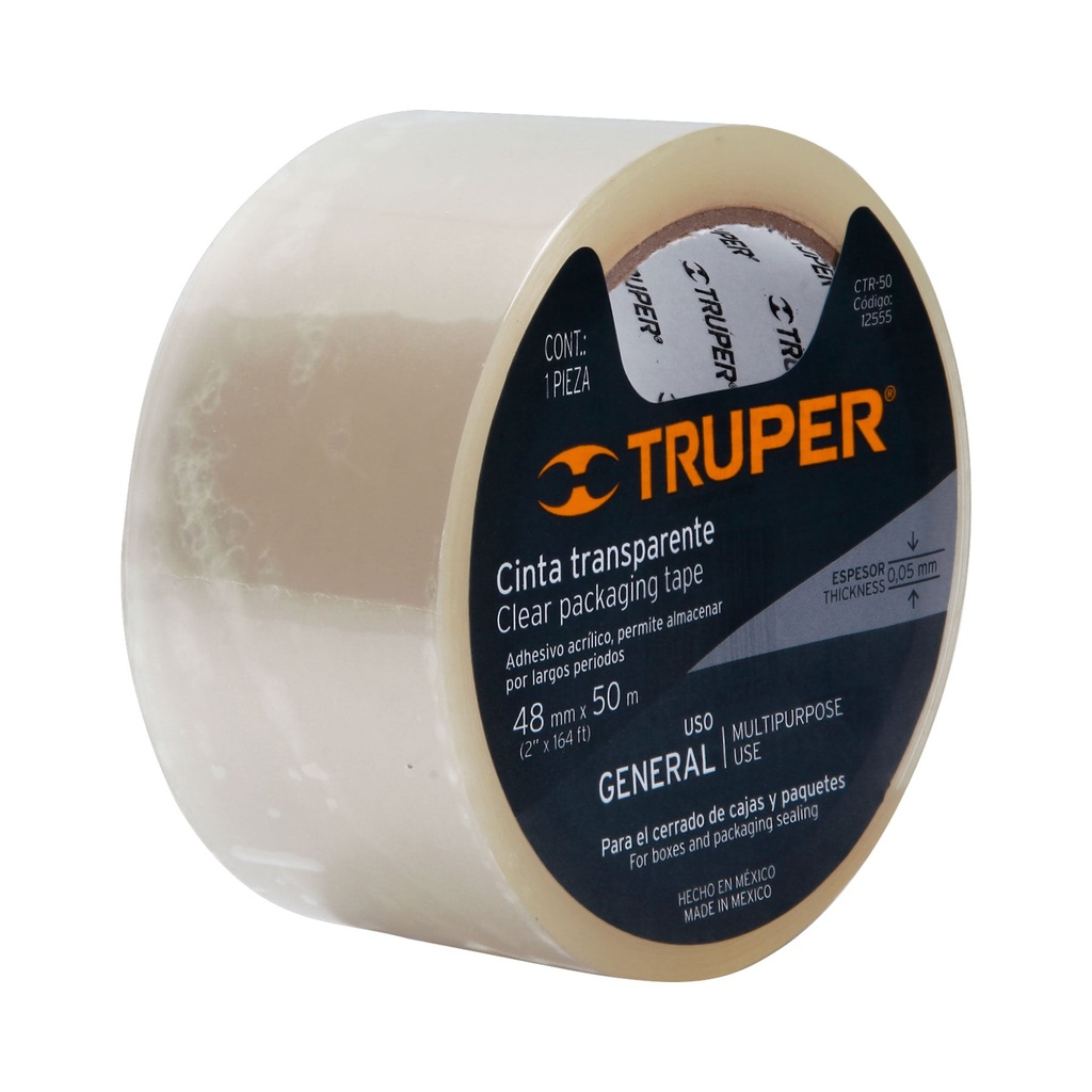 Rollo de cinta de empaque transparente 48 mm x 50 mts