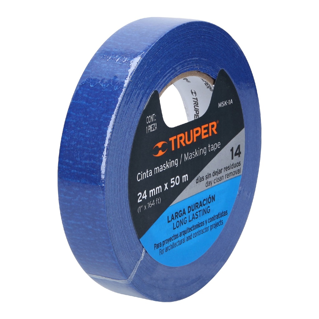 Rollo de cinta masking tape de 1" x 50 mts azul