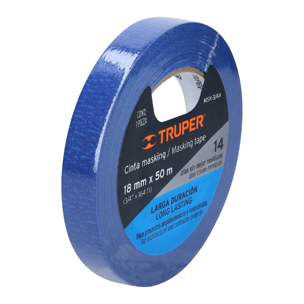 Rollo de cinta masking tape de 3/4" x 50 mts azul