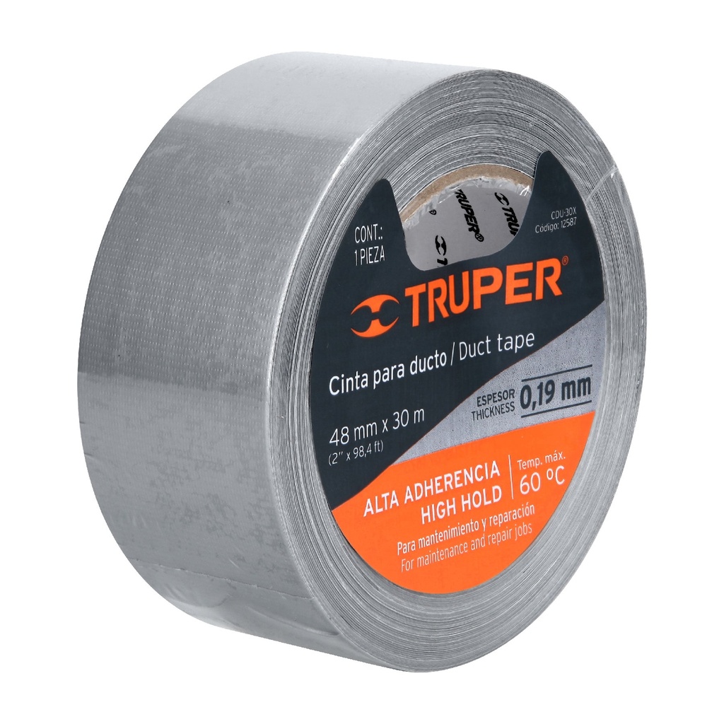 Rollo de cinta para ducto de 30 mts espesor 0.19 mm