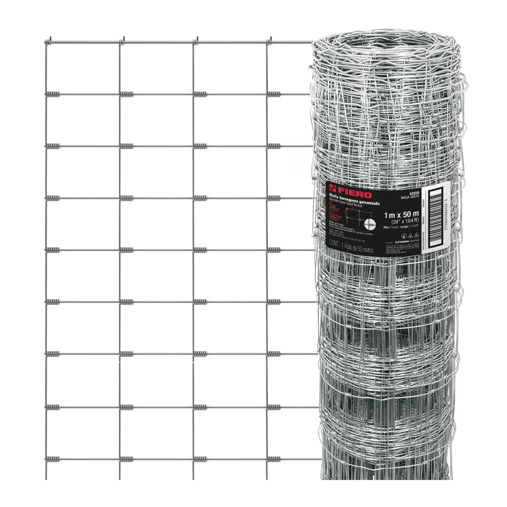 Rollo de malla ganadera acero galvanizado 1 x 50 mts