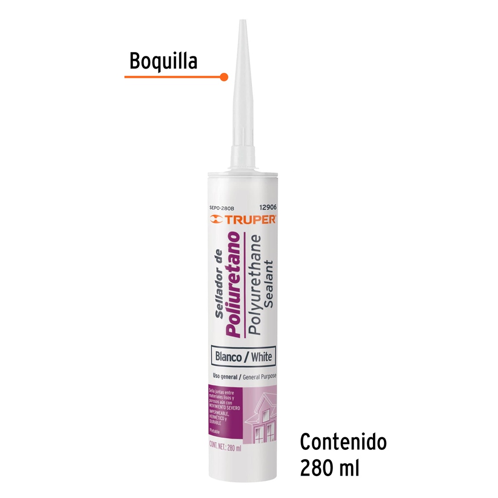 Sellador de poliuretano de 280 ml color blanco