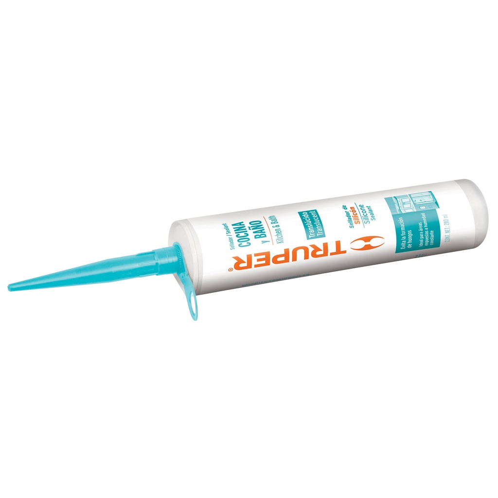 Sellador de silicon de 280 ml color traslucido para baño y cocina