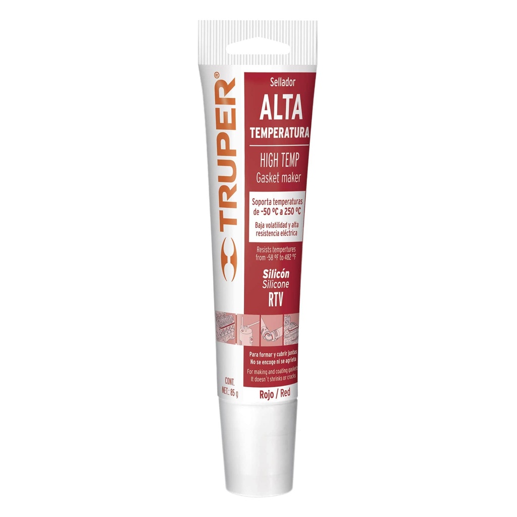 Sellador de silicon de 85 gr color rojo altas temperaturas