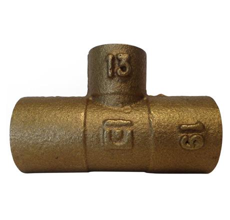 Tee de bronce de 2" x 2" x 1 1/2"