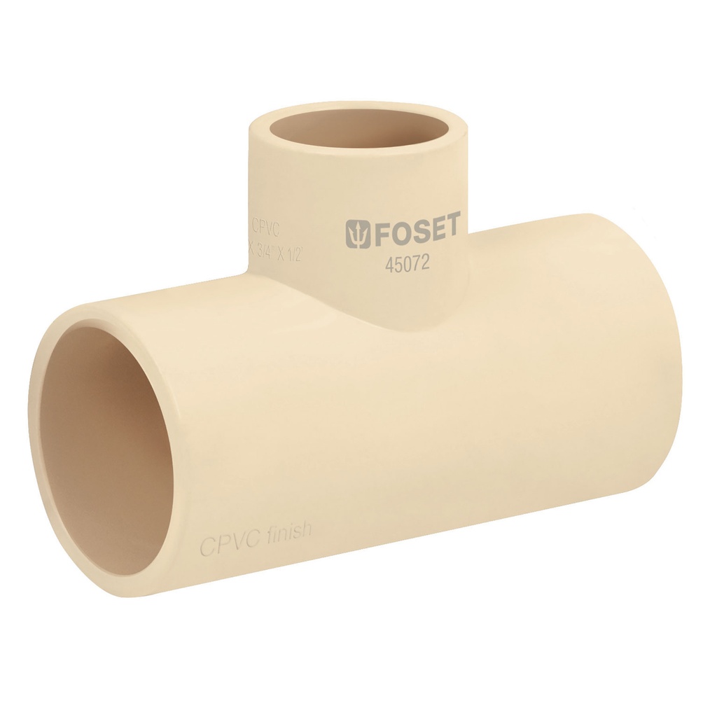 Tee de cpvc de 3/4" x 3/4" x 1/2"