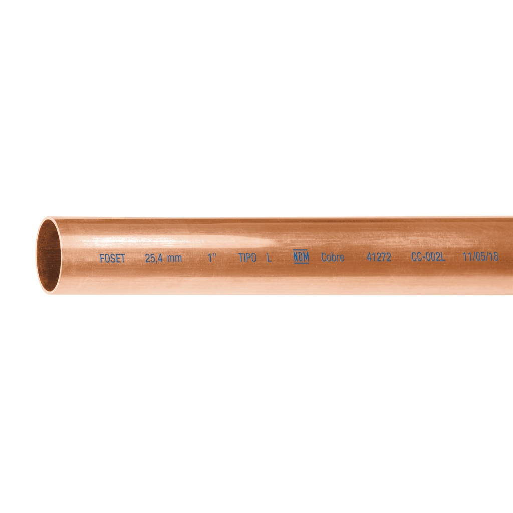 Tubo de cobre tipo "L" para gas 1" x 3 mts