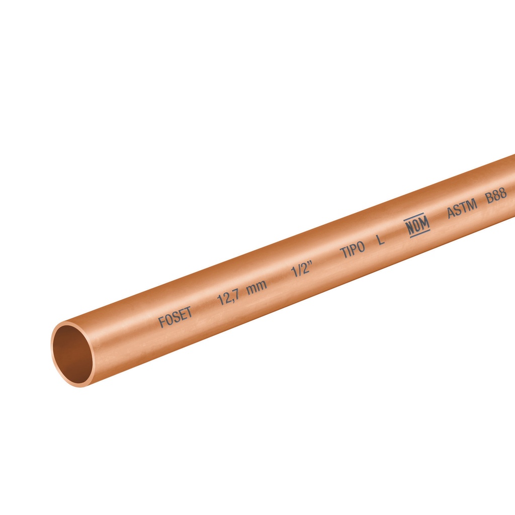 Tubo de cobre tipo "L" para gas 1/2" x 3 mts