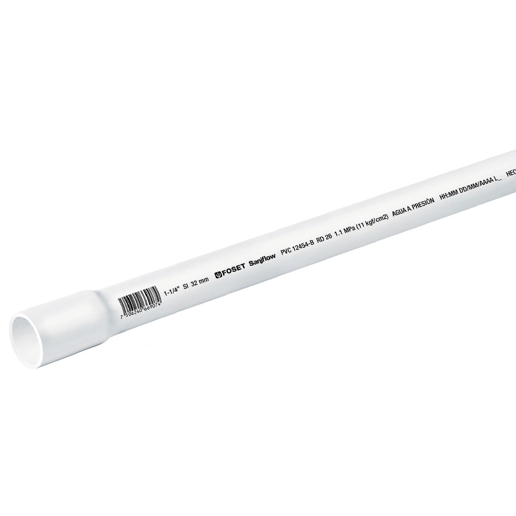 Tubo de pvc hidráulico 1 1/4" x 3 mts