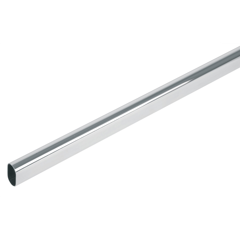 Tubo ovalado para closet de acero cromado de 6 mts