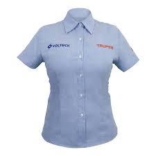 Camisa para dama azul manga corta talla mediana