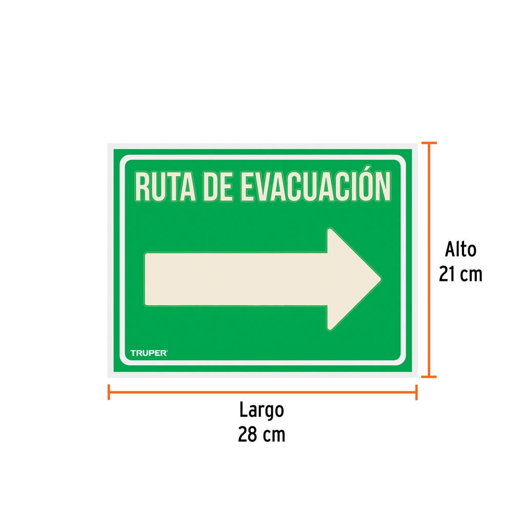 Letrero de señalizacion ruta evacuacion derecha 21 x 28 cm 
