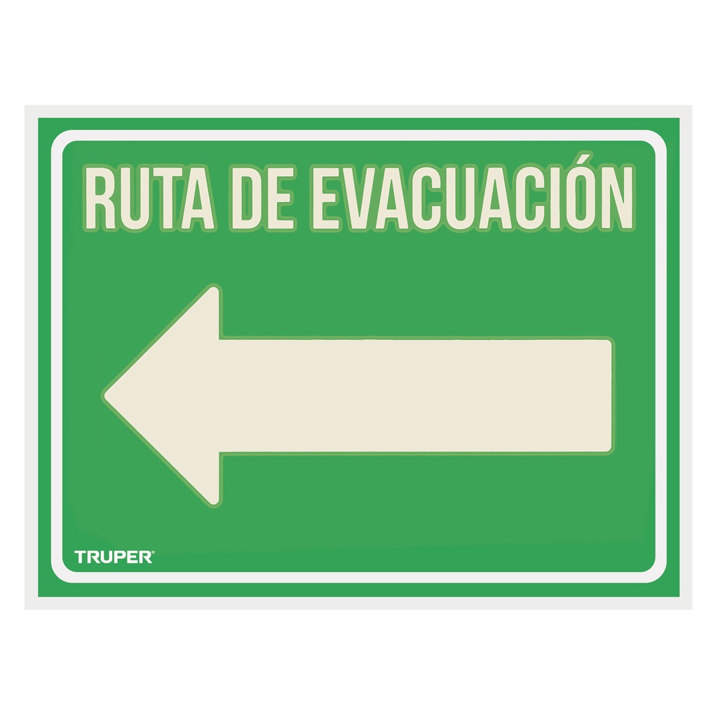 Letrero de señalizacion ruta evacuacion izquierda 21x28 cm 