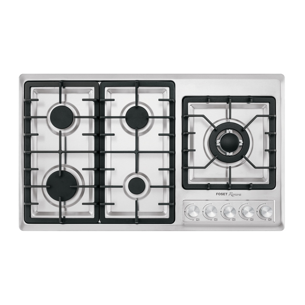 Parrilla gas empotrable 90cm 5 quem lateral inox Riviera 