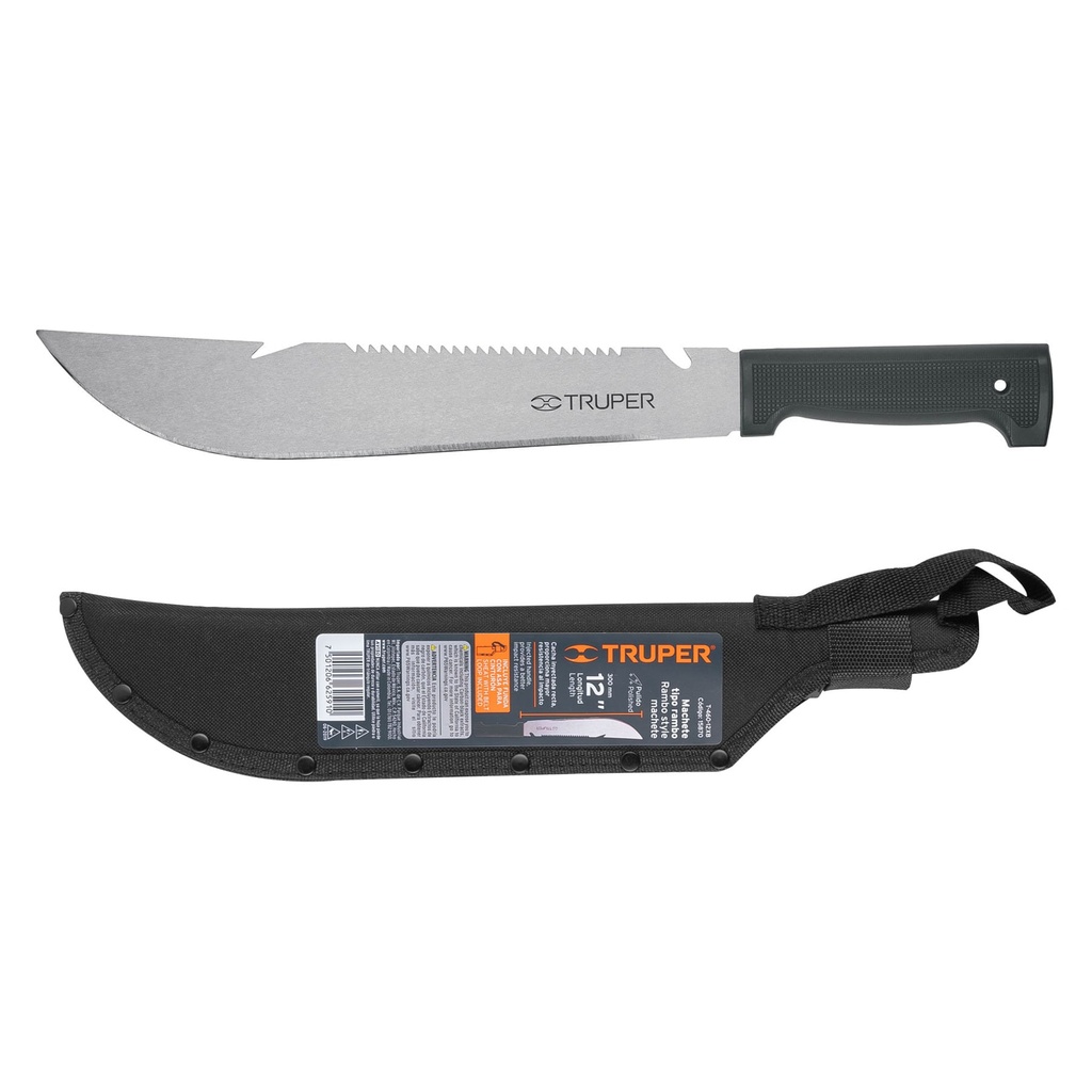 Machete rambo cacha inyectada negra con funda 12"