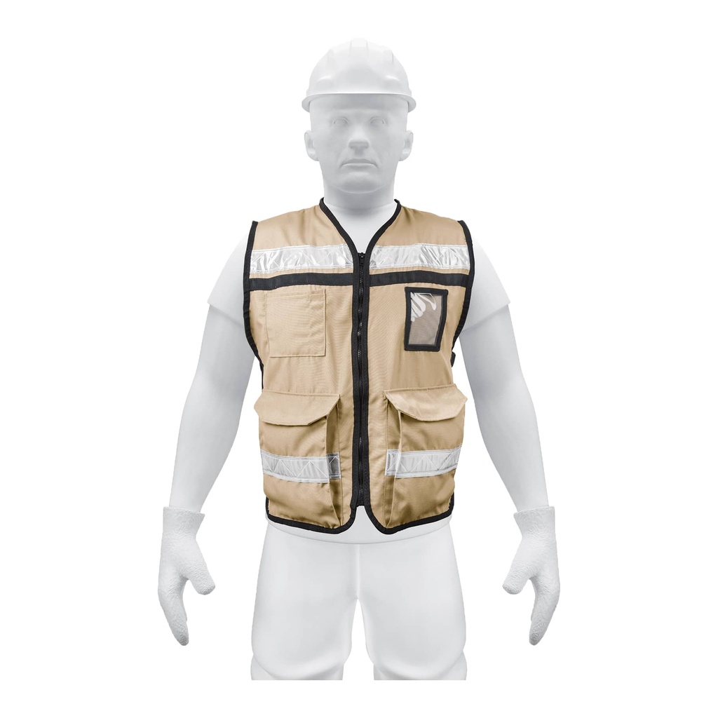 Chaleco brigadista con cintas reflejantes beige