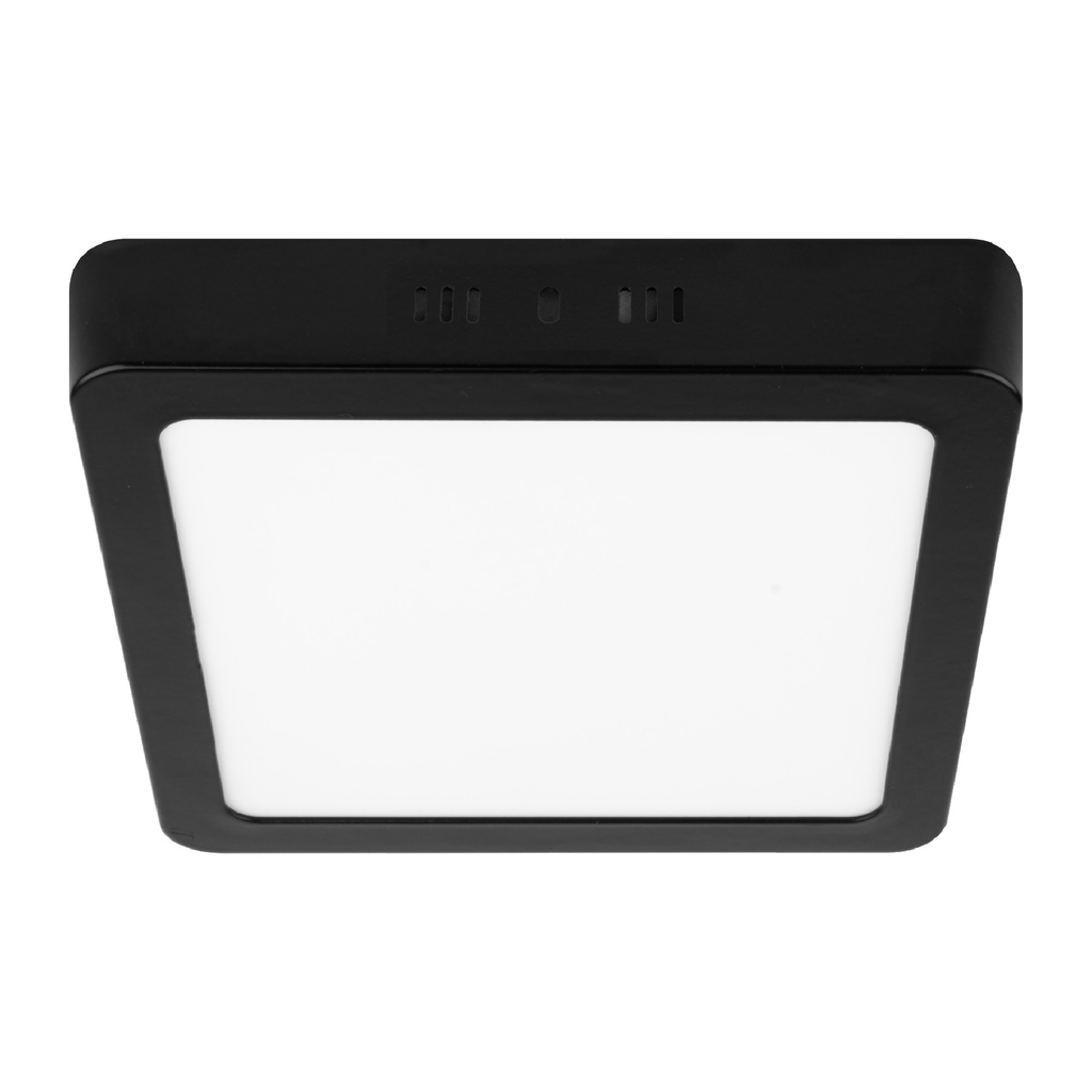 Luminario led tipo plafon de 18 w cuadrado negro luz de dia