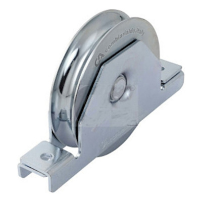 Rueda al piso con placa 80 mm para riel con guia redonda