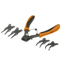 Pinza para anillos de retencion 6" 4 cabezas intercambiables.