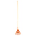 Escoba metalica para jardin cabeza curva de 15 dientes.