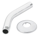 Brazo de acero cromado y chapeton de acero inoxidable para regadera.