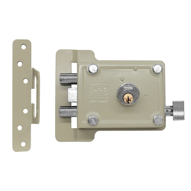Cerradura izquierda de sobreponer acabado beige modelo 650 PS.