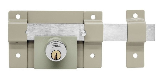 Cerrojo de acero de 6 pasos acabado beige modelo cortina 700.