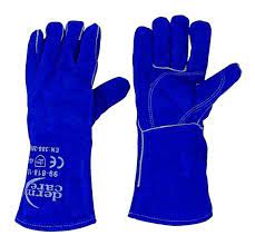 Guante azules kevlar para soldar con palma reforzada.