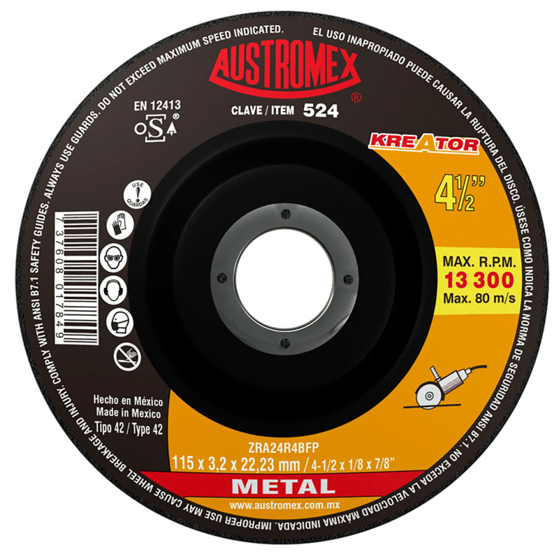 Disco para corte de metal de 4 1/2".
