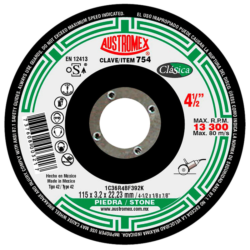 Disco para corte de piedra de 4 1/2".