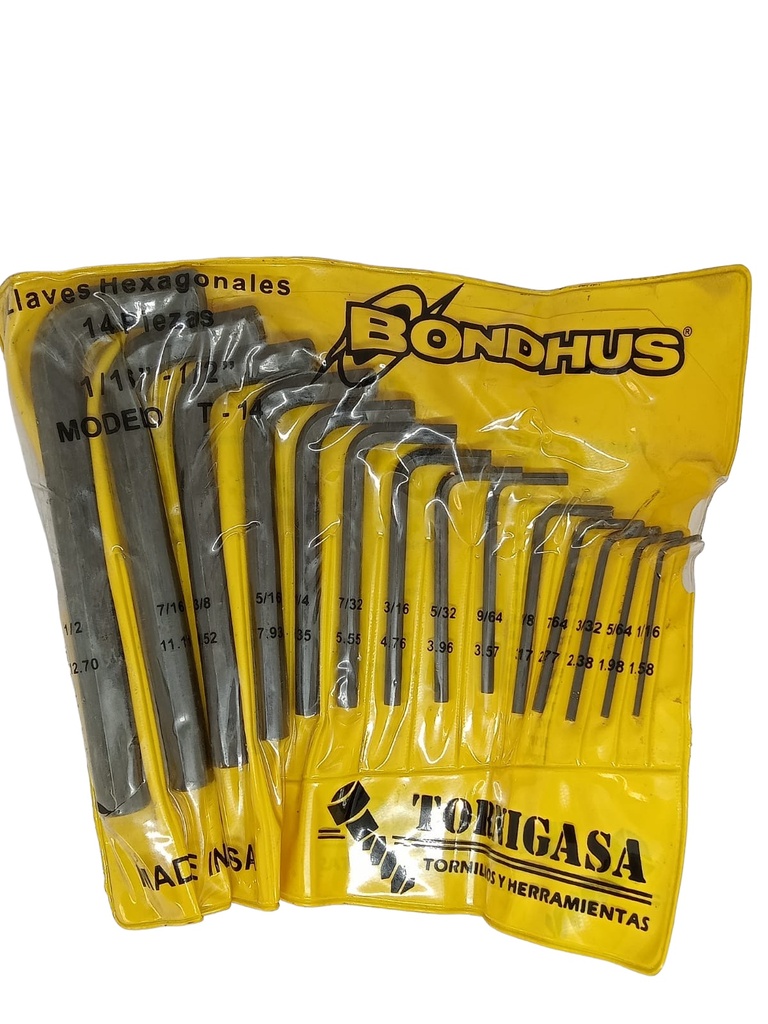 Juego Llaves hexagonales 1.6- 6 1/2" t-14.