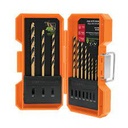 Juego de 10 brocas HSS para metal con estuche.